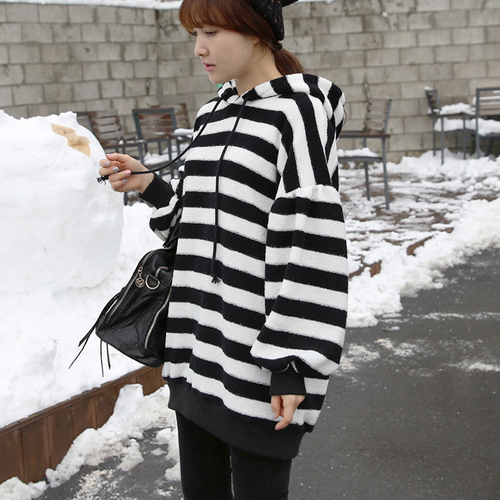 [Miamasvin] Long Sleeved Hooded Striped Sweater | KSTYLICK - Latest ...