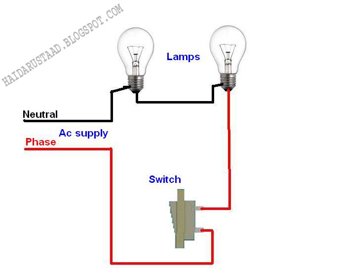 How to control 2 lamps (bulbs) by one way switch (series circuit