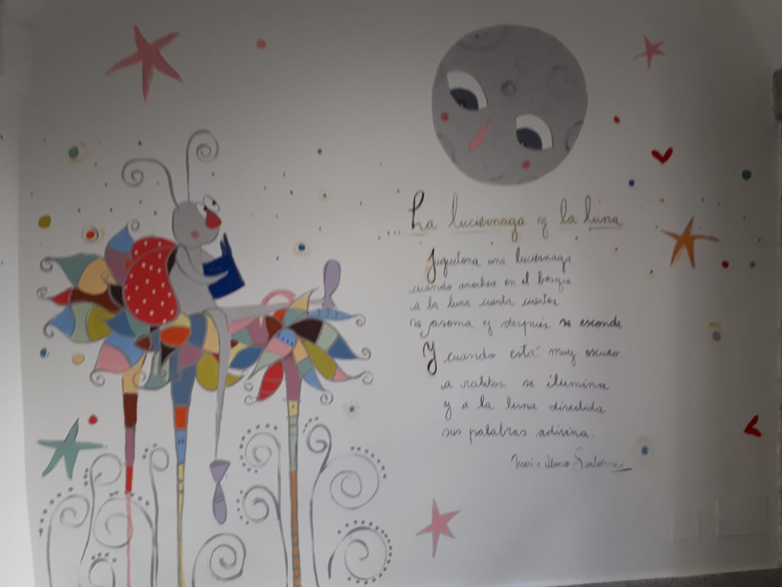 Mural Elizabeth Aguillón con La Luciérnaga y la luna