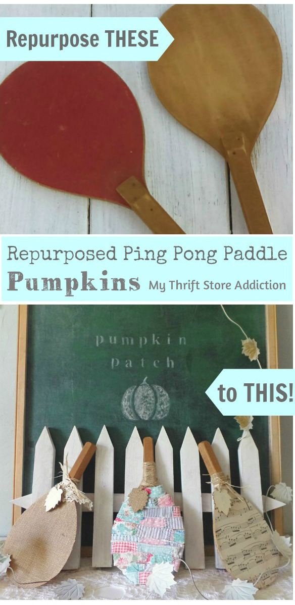 How to repurpose vintage ping pong paddles as pumpkins for whimsical fall decor! repurposed ping pong paddle pumpkins