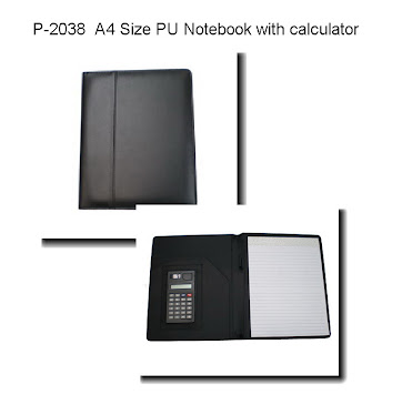 CENTRUM LINK - "BLACK PU LEATHER A4 Size EXEC FOLDER With Calculator" - P-2038