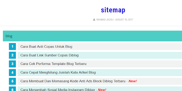 Cara Buat Sitemap Responsive Dan Otomatis Diblog Terbaru