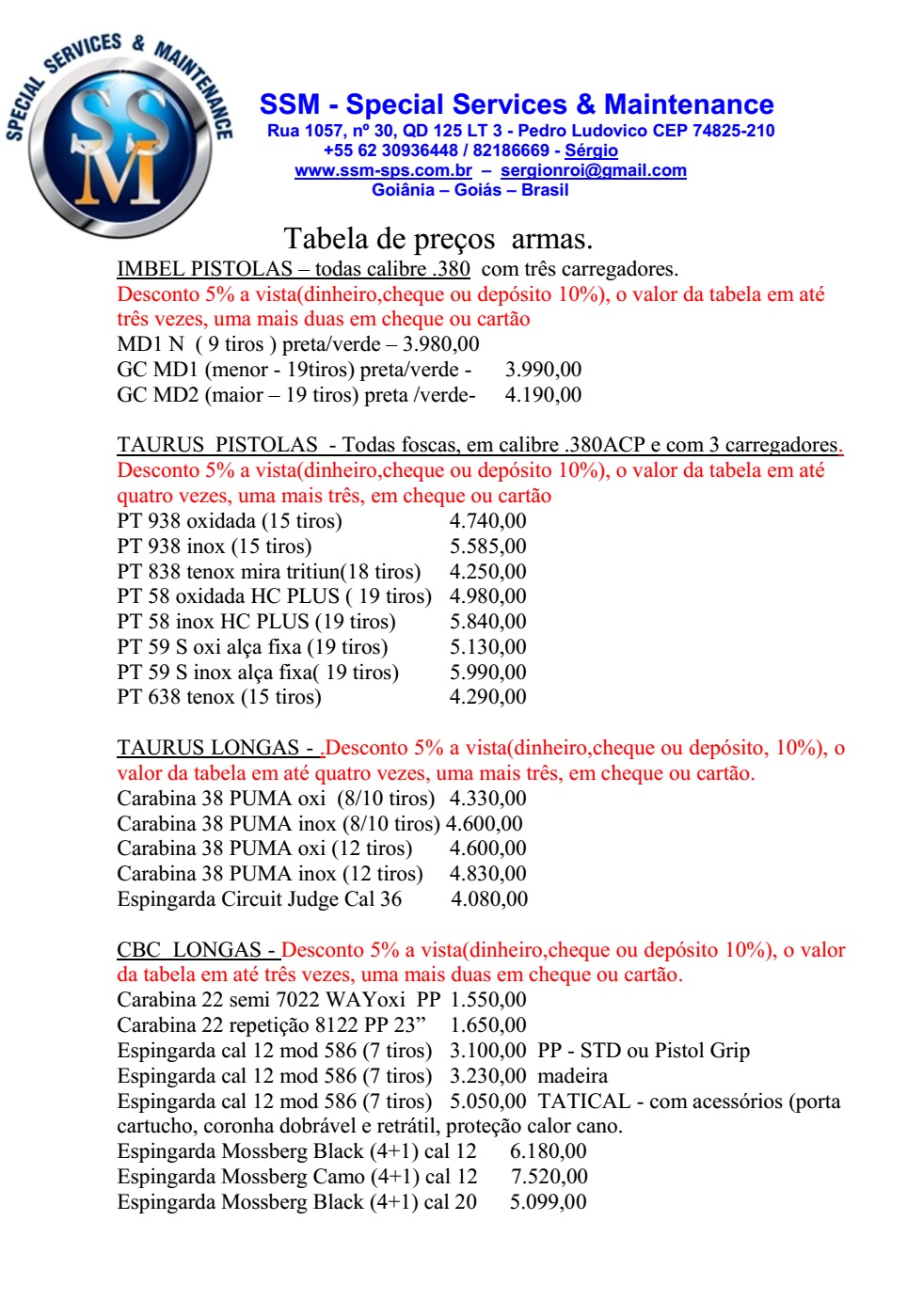 taurus armas tabela de preços - wood scribd braxin