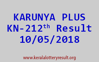 KARUNYA PLUS Lottery KN 212 Result 10-05-2018