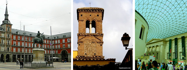 Plaza Mayor, em Madri, Igreja de Santa Maria in Trastevere, em Roma, e o British Museum, em Londres