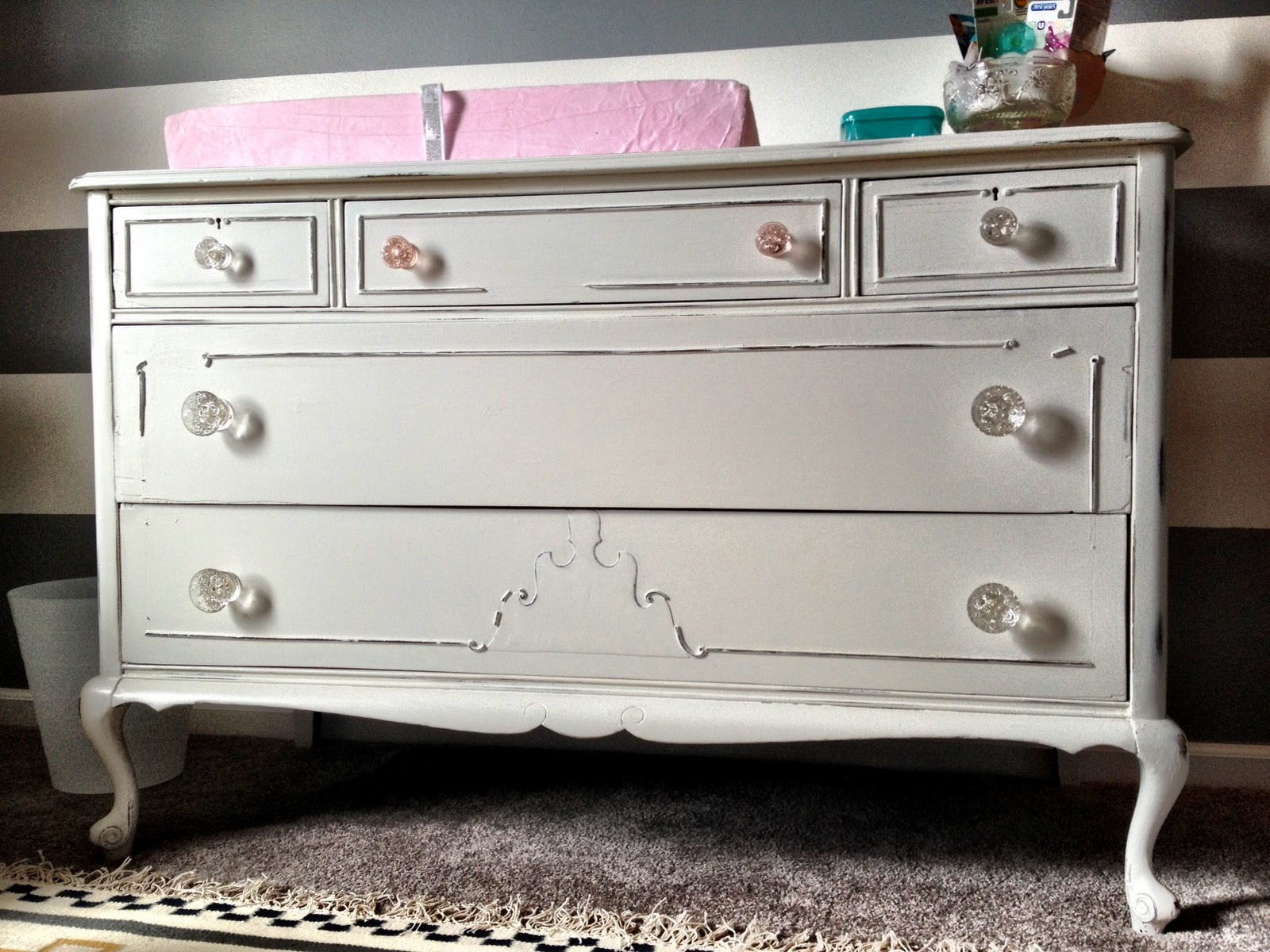 vintage gray changing table