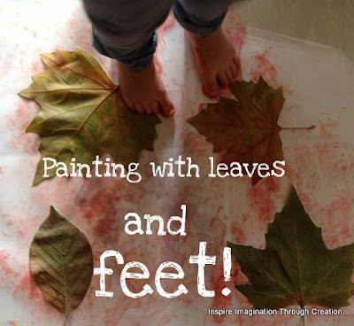 Painting with leaves and feet