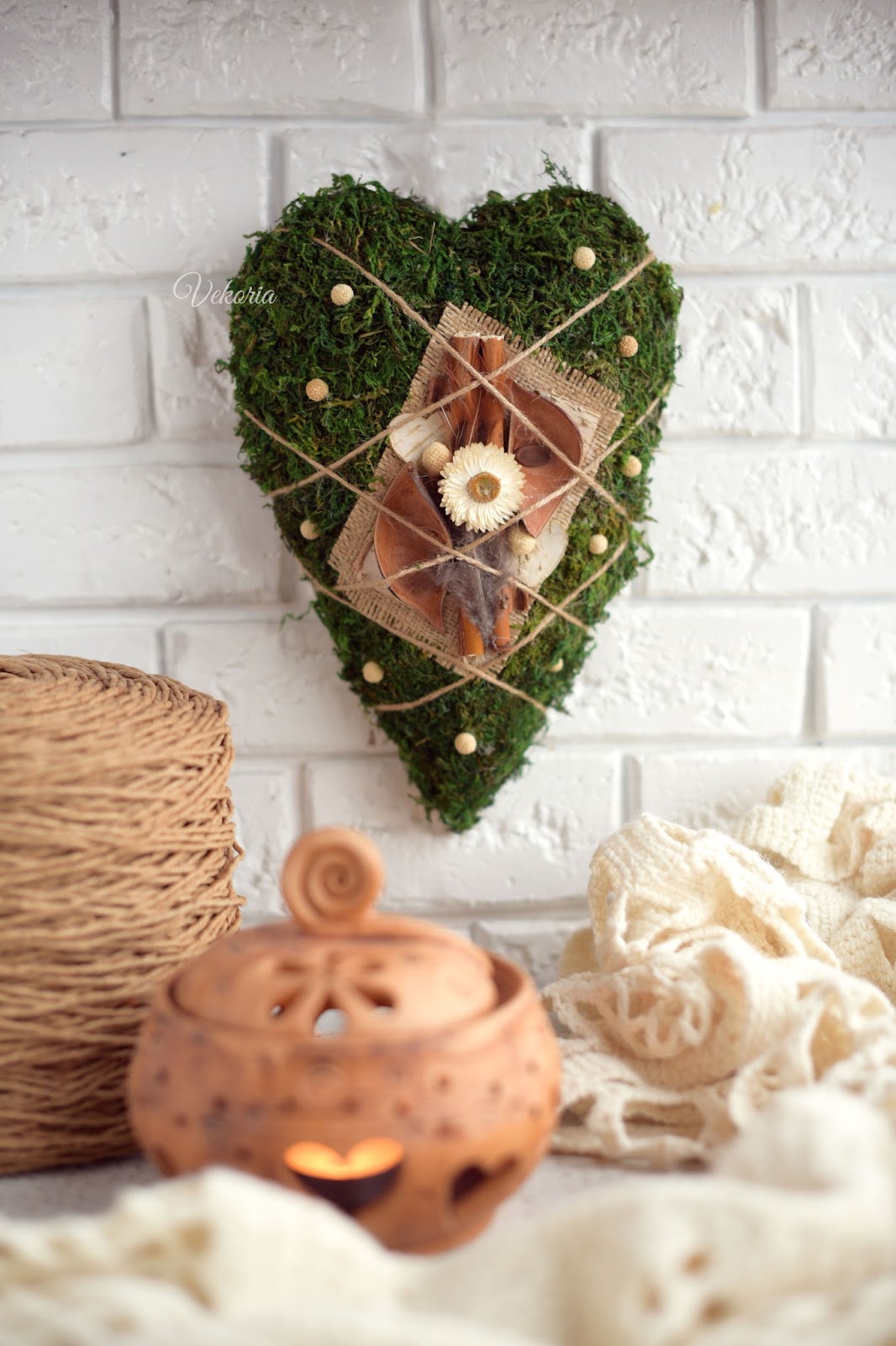 wall decoration heart of moss декорация на стену сердце из мха