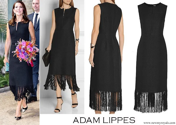 Crown Princess Mary wore Adam Lippes Fringed Linen And Cotten blend Tweed Dress