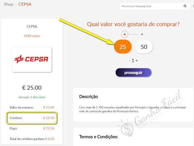 Vale CEPSA sixth continent click gift card voucher