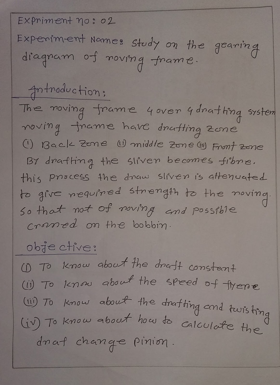 Textile Education Support: STUDY ON THE GEARING DIAGRAM OF ROVING FRAME.