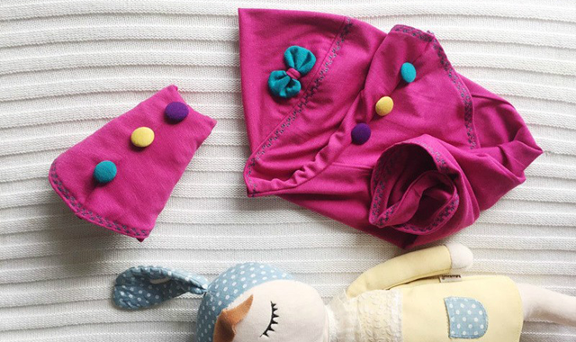 Tudung Kanak-Kanak Dihiasi Aksesori Reben tudung kanak-kanak-kanak, tudung shopkins