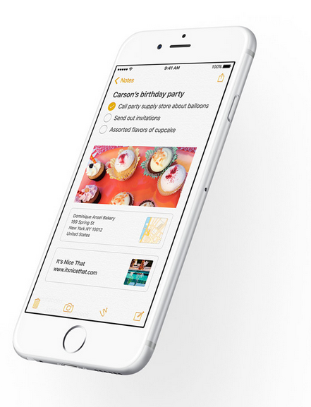 Gambar tampilan fitur Notes terbaru pada iOS 9 terbaru Gambar tampilan fitur Notes terbaru pada iOS 9 terbaru