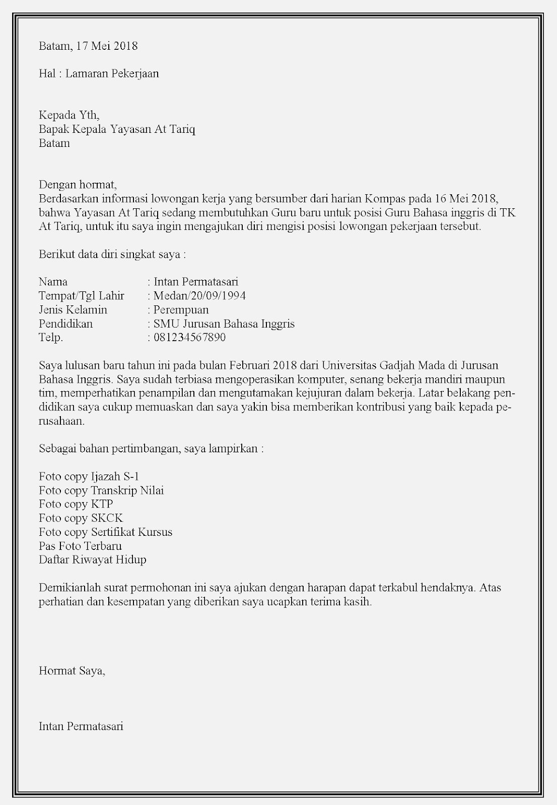 Contoh Surat Pendek Dalam Bahasa Inggris Beserta Artinya