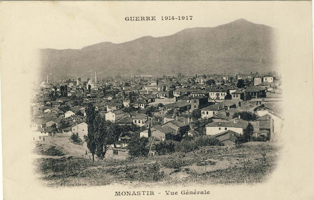 Panorama of Bitola from “Smilevski Bair” from 1917 by the publisher Clerot St.Raphael. In the background is Baba mountain with peak Neolica. From the higher buildings on the left can be seen Isak and Yeni Mosque, and the Cock Tower between them. The postcard was not used.