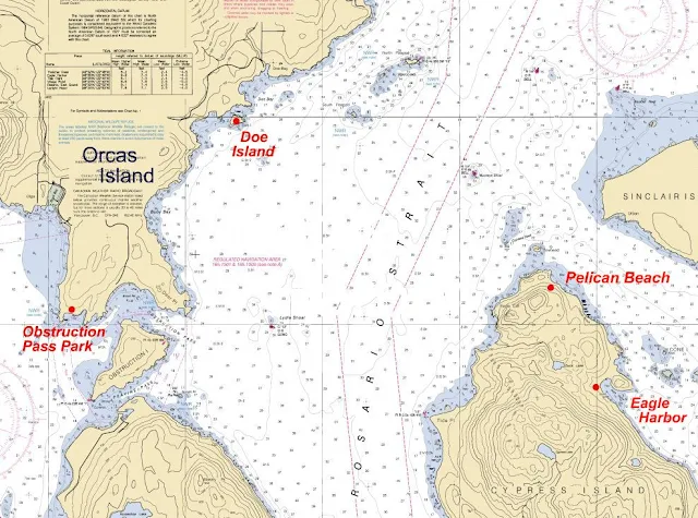 noaa chart of Doe Island, Eagle Harbor, Obstruction Pass