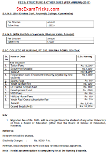 Admission fee structure