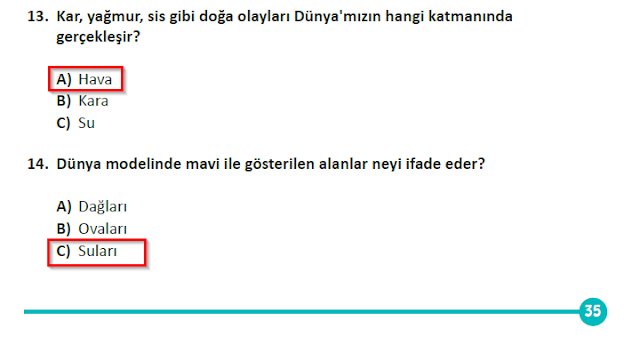MEB Yayınları 3.Sınıf Fen Bilimleri Ders Kitabı 35.Sayfa Cevapları (Gezegenimizi Tanıyalım Ünitesi Değerlendirme Testi) MEB Yayınları 3.Sınıf Fen Bilimleri Ders Kitabı 35.Sayfa Cevapları (Gezegenimizi Tanıyalım Ünitesi Değerlendirme Testi)