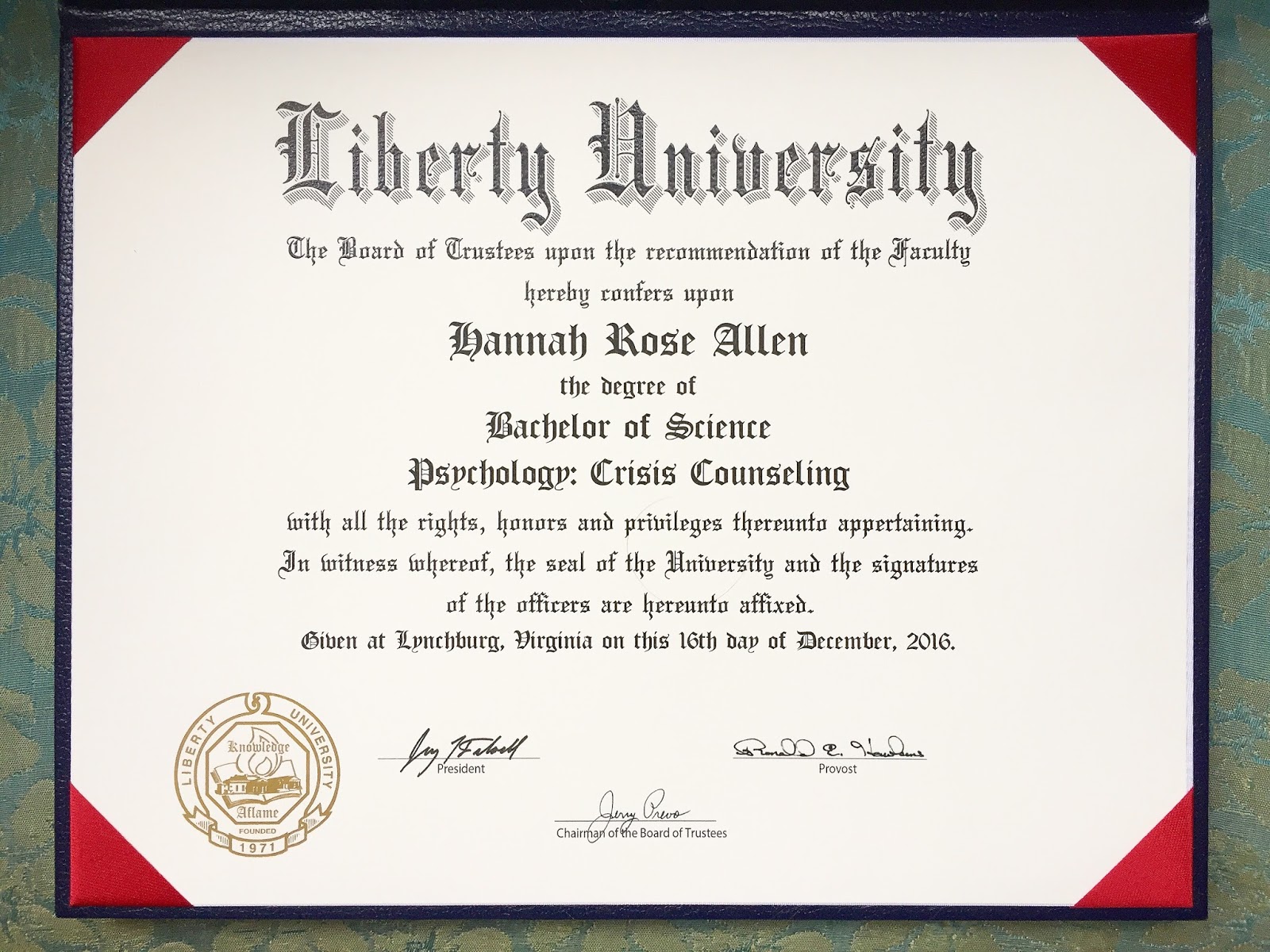 Rose And Her Lily College Diploma 