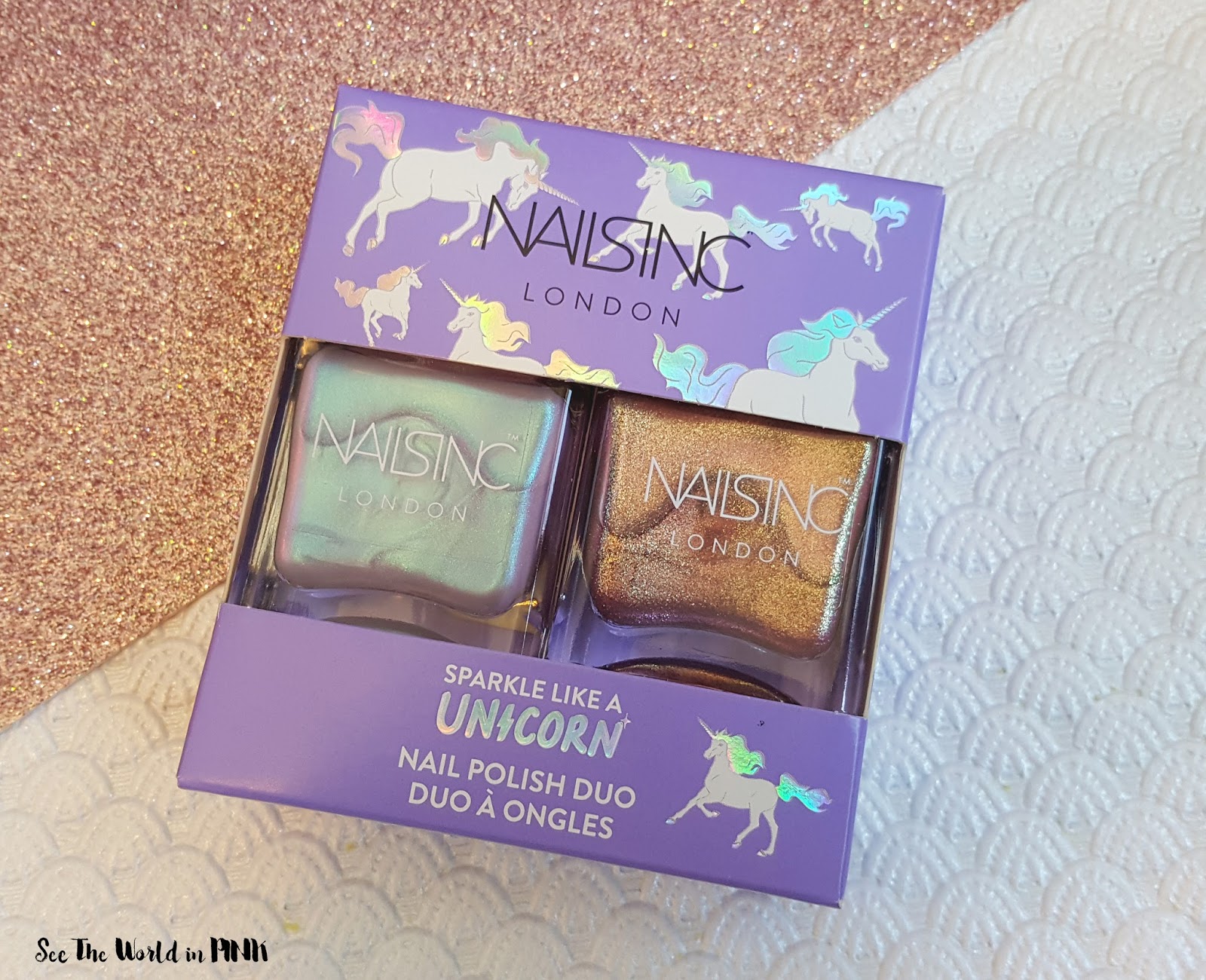 Manicure Tuesday - Nails Inc Unicorn Nail Polish Duo "Rainbow Wishes" and "Dream Dust" Swatches