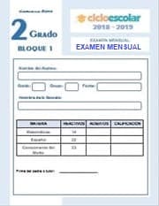 Examen del Bloque I Segundo grado  2018-2019