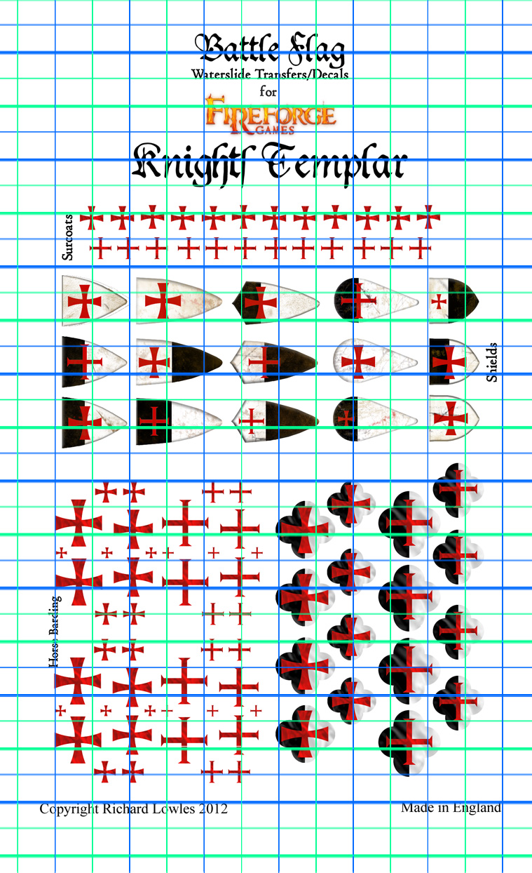 Fireforge Templar Knights Waterslide Decals and New Flag Set |Battle Flag