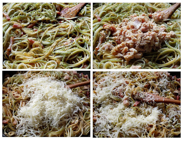 Mezclando la pasta para darle sabor Mezclando la pasta para darle sabor