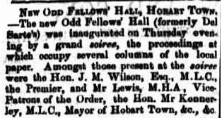 New Odd Fellows hall Hobart July 1871