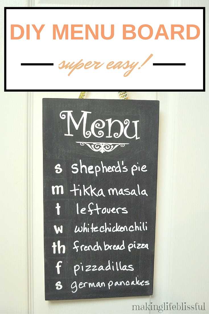 DIY Chalkboard Menu