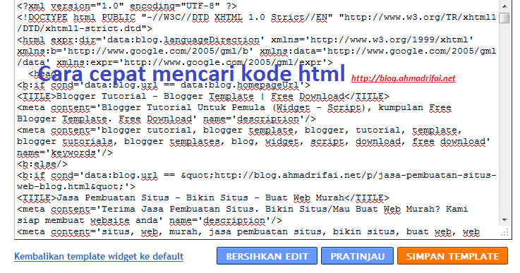 Cara Mudah + Cepat Mencari Kode Html di Blogger