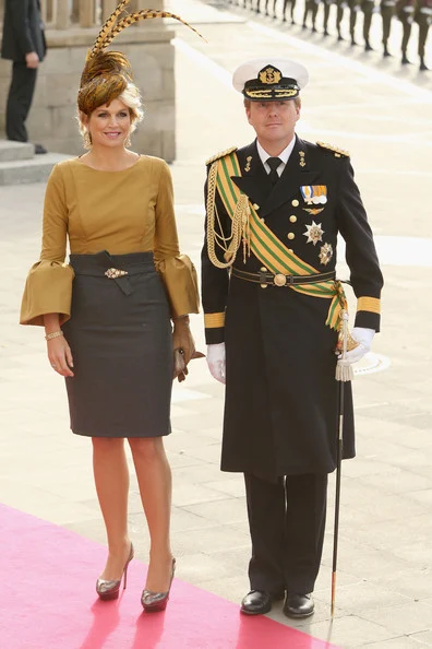 Princess Stephanie of Luxembourg and Prince Guillaume of Luxembourg kiss on the balcony of the Grand-Ducal Palace following the wedding ceremony of Prince Guillaume Of Luxembourg and Princess Stephanie of Luxembourg