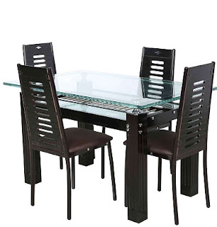 glass dining table & chairs