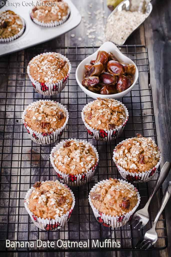 Banana Dates Oatmeal Muffins Lincy's Cook Art