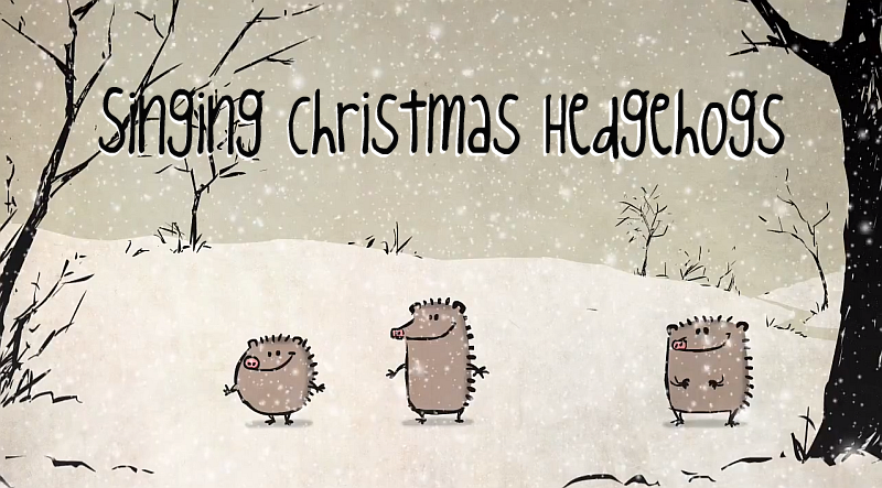 Süßer interaktiver Weihnachtsgruß | Kleine Igel versuchen Weihnachtslieder zu singen