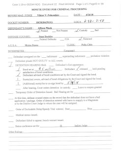 minute entries for Allison Mack's criminal trial page 1 minute entries for Allison Mack's criminal trial page 1