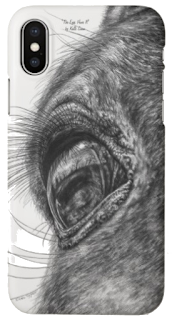 Horse eye closeup pencil drawing on iPhone 10 X Case iPhone eye phone case with horse eye illustration