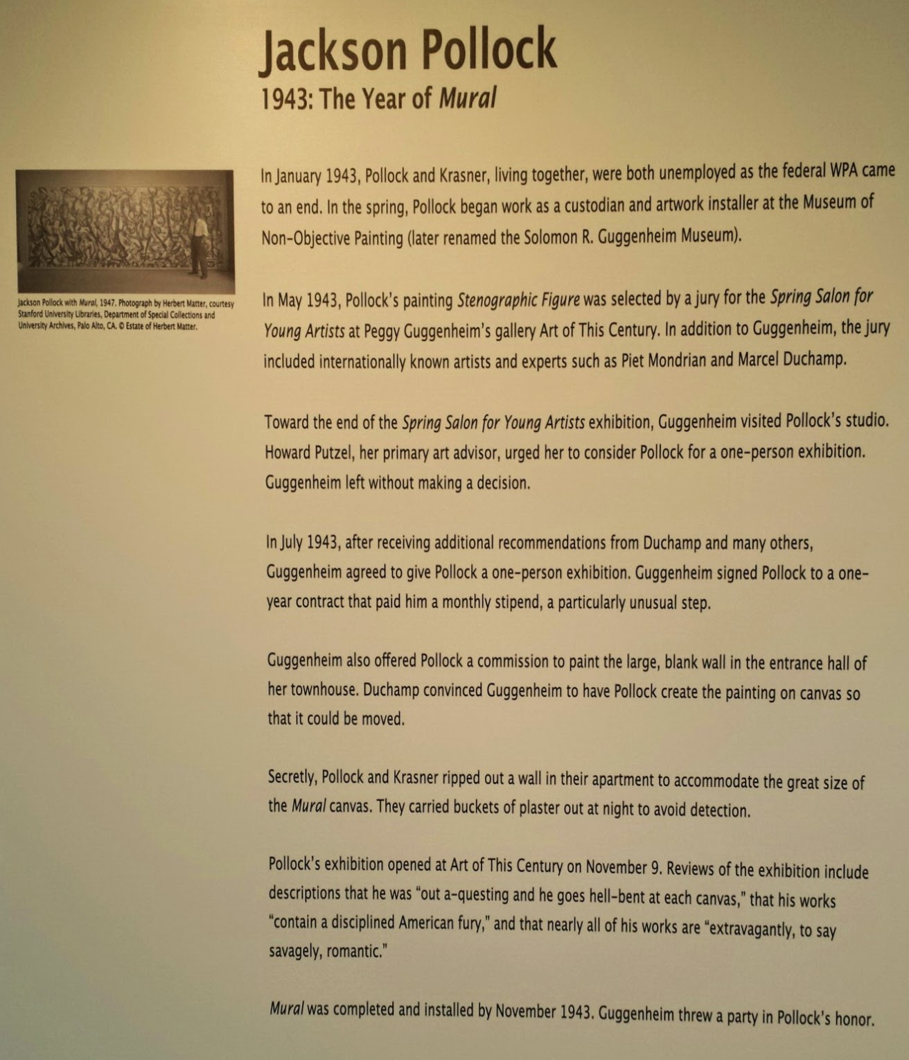 History and Culture by Bicycle Jackson Pollock 1943 The Year of Mural