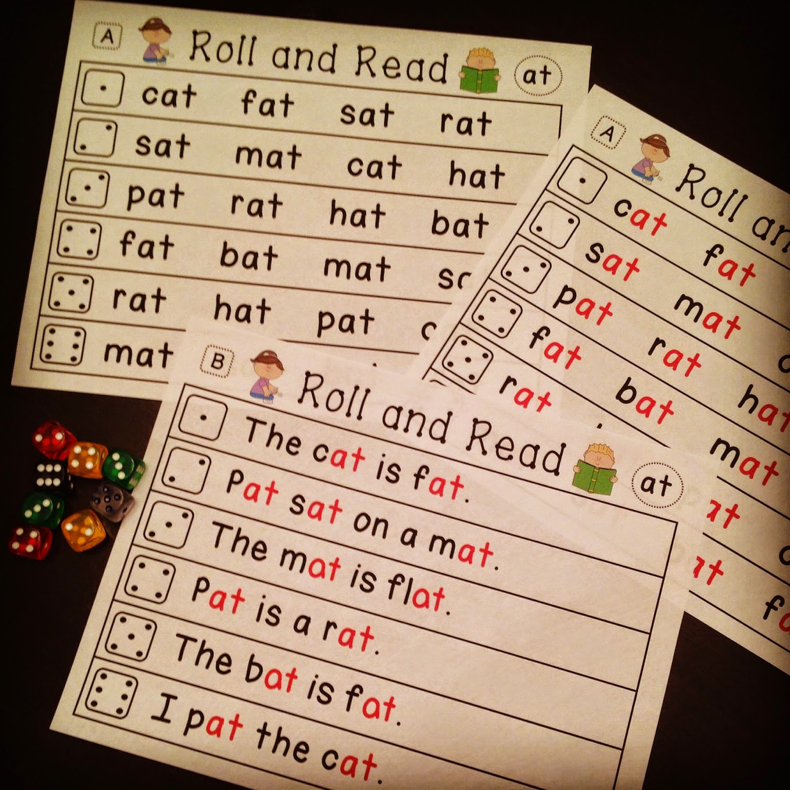 Word families center that kids love - roll and read!