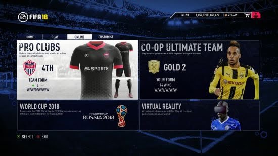 FIFA 18 Main Interface Screenshot Exposure FIFA 18 Main Interface Screenshot Exposure