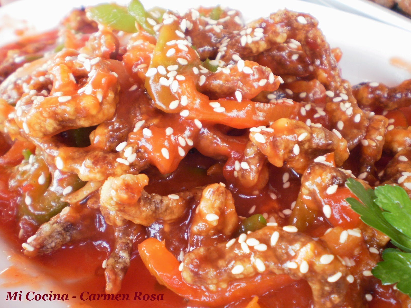 Mi Cocina: TERNERA CRUJIENTE EN SALSA AGRIDULCE PICANTE