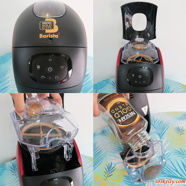Load the coffee powder into the coffee box
