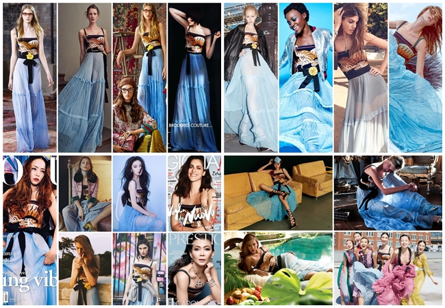 Resort 2016 Gucci Tiger Silk Chiffon Gown 20 Looks Gucci老虎刺繡宮女洋裝
