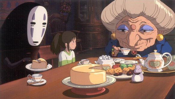 Chihiro and the witch Yubaba in Spirited Away 2001 animatedfilmreviews.filminspector.com