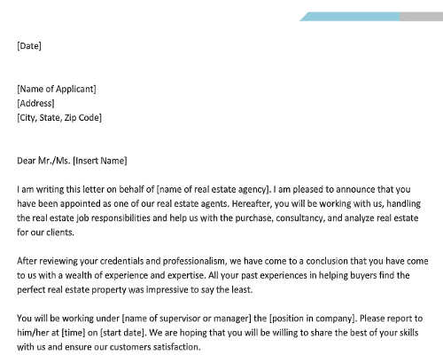 Real Estate Agent Appointment Letter Real Estate Agent Appointment Letter
