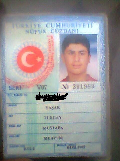 Turgay Yaşar'ın kimliği Turgay Yaşar'ın kimliği