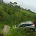 Carro sai da pista e cai em brejo na BR-406