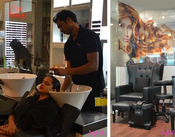 Dayle Pereira, blogger at Style File India gets a hair wash for her treatment in the salon section at Jean Claude Biguine salon