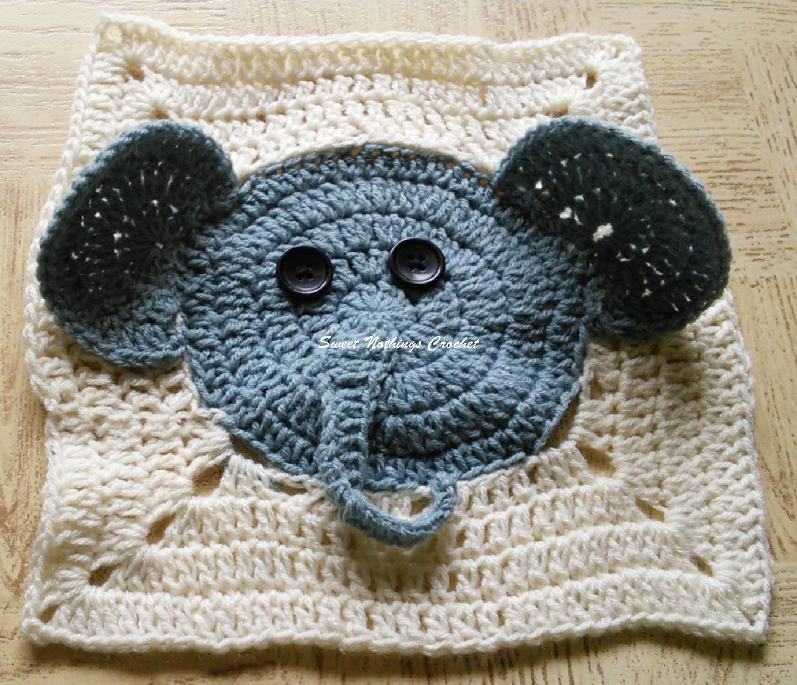 Sweet Nothings Crochet ADORABLE ELEPHANT GRANNY SQUARE IN THE ROUND 8