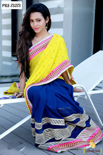  Trendy Yellow Color Young Girls Wear Fancy Stylish Party wear Saree Online Shopping Collection with Disocunt Rate Sale Offer Price