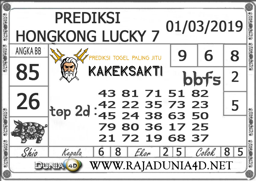 Prediksi Togel HONGKONG LUCKY7 DUNIA4D 01 MARET 2019